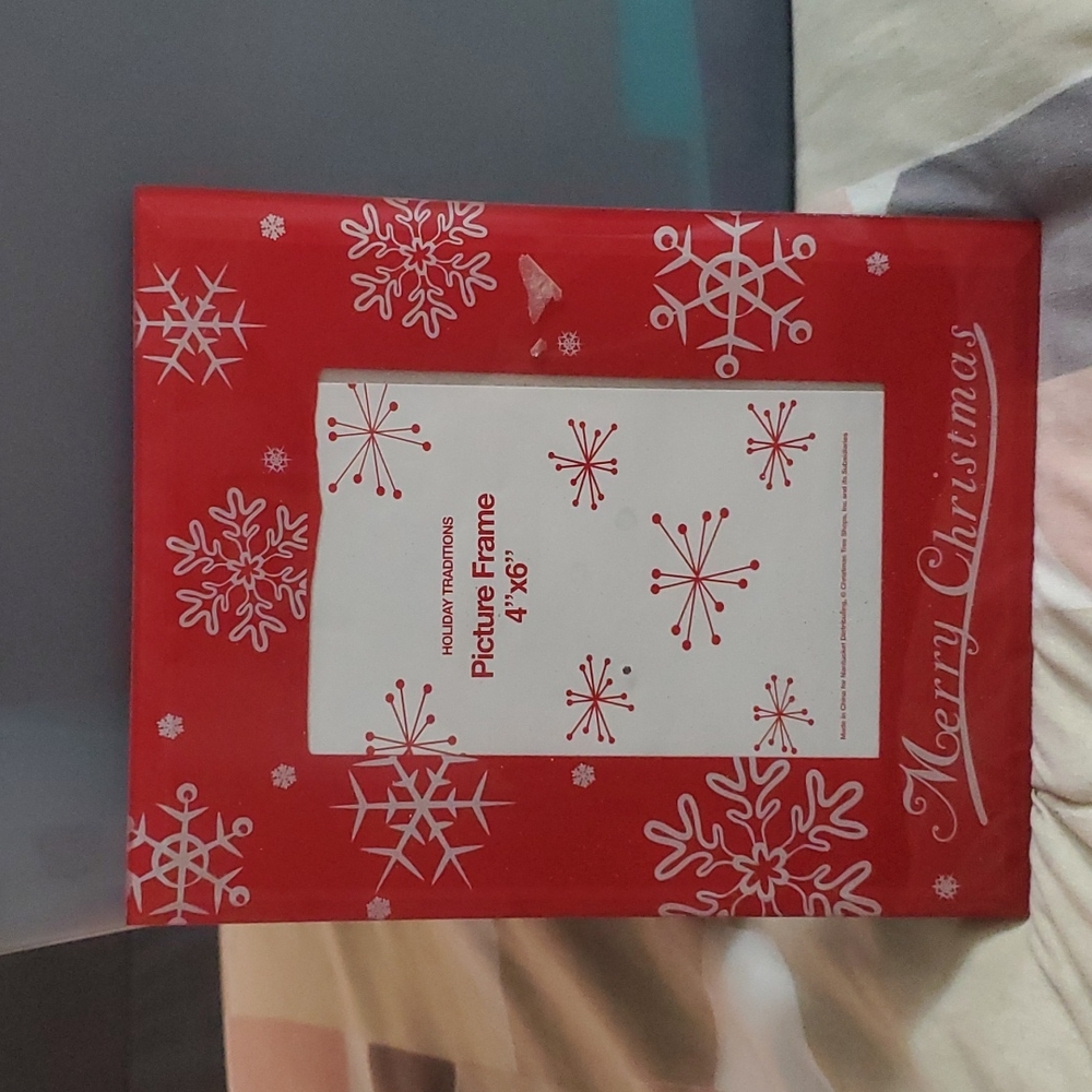 Glass Picture Frame 4x6 | Red snowflakes themed